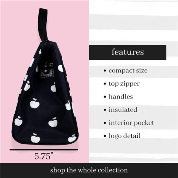 Kate Spade New York Black Portable Soft Cooler Lunch Bag, Thermal Tote with - Picture 4 of 7